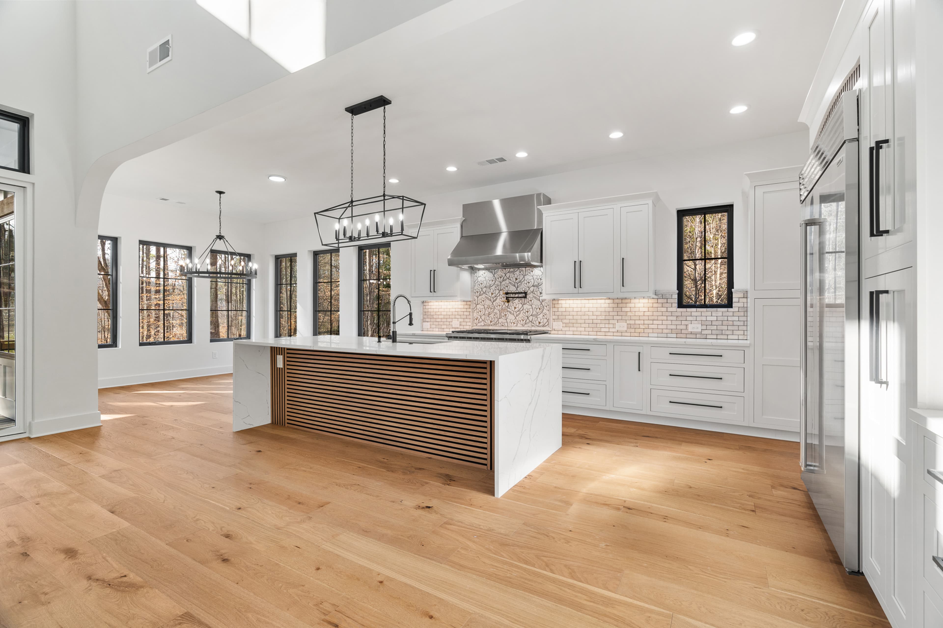 Open kitchen with custom island