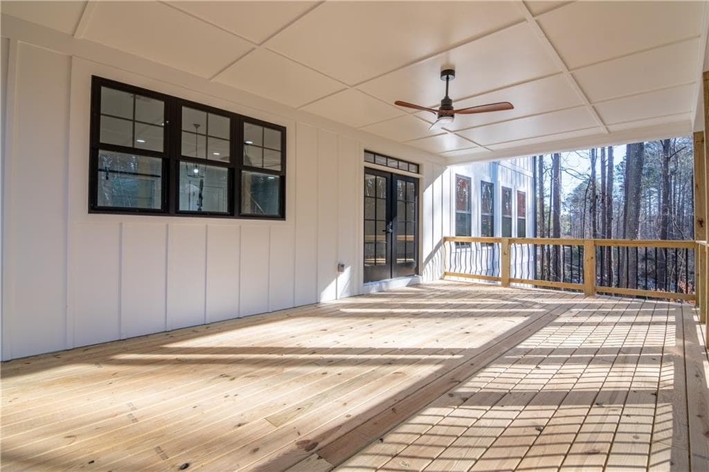Covered porch with tongue-and-groove ceiling