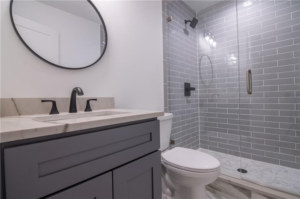 Guest bath with subway tile shower
